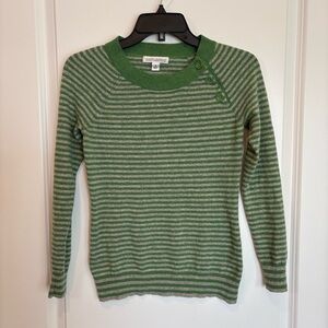 Banana Republic Women’s Green & Gray Striped Crew Neck Sweater